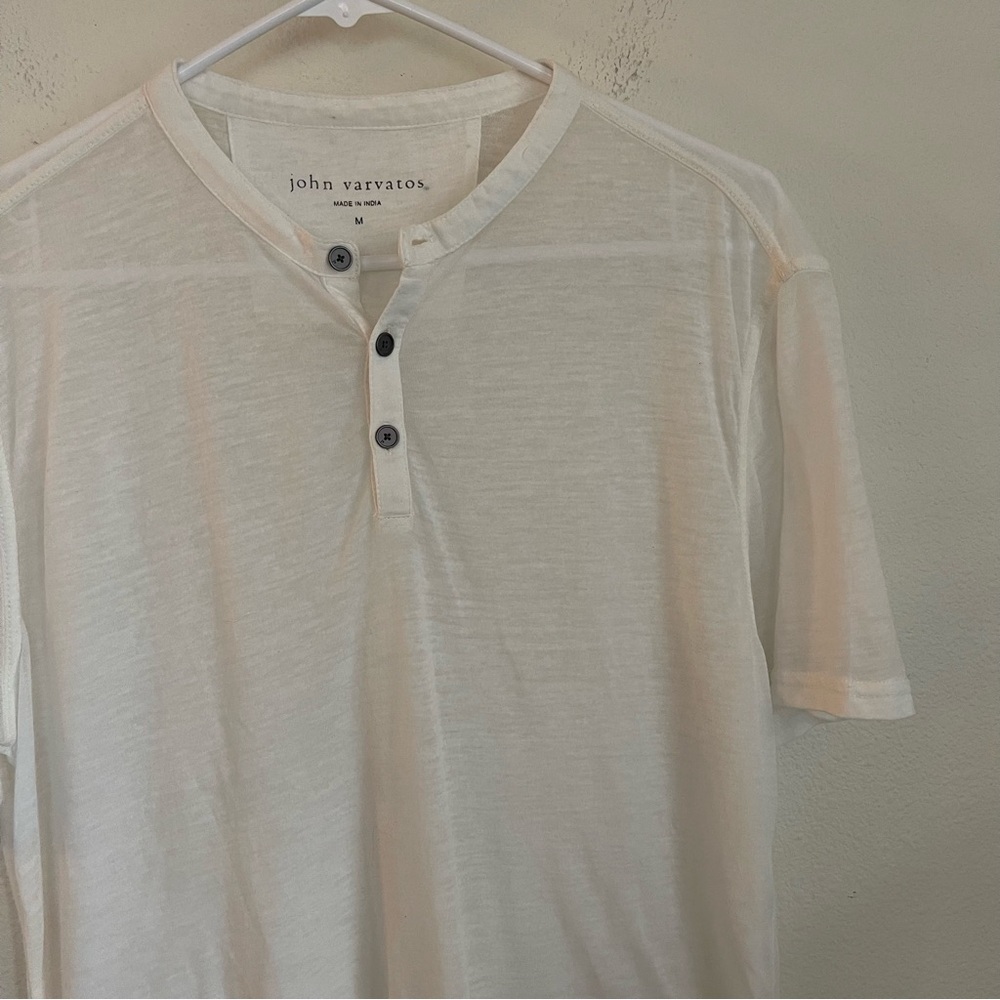 John Varvatos 3 Button Short Sleeve Duke Henley Tee T Shirt